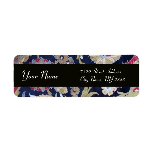 白黒グリーンクラシックオリエンタルフラワーズダマスク ラベル (正面)