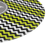 白黒グリーンシェブロンジグザグモノグラム カッティングボード (角)