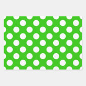 白黒グリーンストライプのレッド水玉模様 ラッピングペーパーシート (正面3)