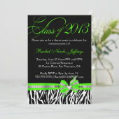 白黒グリーンゼブラ卒業招待状 招待状 (スタンド正面)