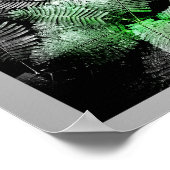 白黒グリーントロピカルプリントアート ポスター (角)