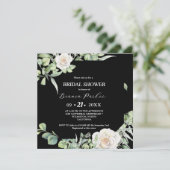 白黒グリーンリースクエアブライダルシャワー 招待状 (スタンド正面)