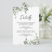 白黒グリーンリーボタニカルウォーター結婚カラー エンクロージャーカード (スタンド正面)