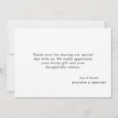 白黒グリーンリーボタニカルウォーター結婚カラー サンキューカード (裏面)