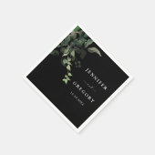 白黒グリーンリーボタニカルウォーター結婚カラー スタンダードカクテルナプキン (角)