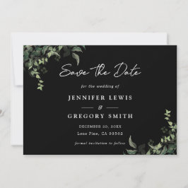 白黒グリーンリーボタニカルウォーター結婚カラー セーブザデート