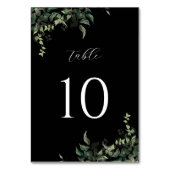 白黒グリーンリーボタニカルウォーター結婚カラー テーブルナンバー (裏面)