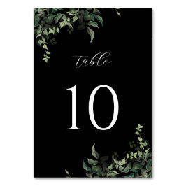 白黒グリーンリーボタニカルウォーター結婚カラー テーブルナンバー