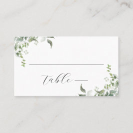 白黒グリーンリーボタニカルウォーター結婚カラー プレイスカード