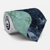 白黒グリーン大理石テクスチャ ネクタイ (ロール)