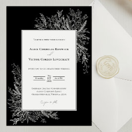 白黒グリーン結婚式招待状 招待状