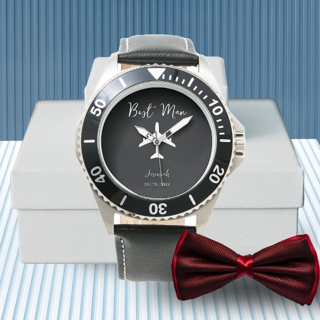 白黒グルーズマンスタイリッシュ花婿介添人時計 腕時計 (Black and White Stylish Groosman Best Man Watch)