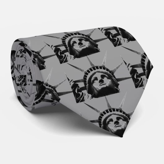 白黒グレイの自由の女神タイ ネクタイ (ロール)
