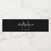 白黒グレイエレガントファミリーモノグラム ペットボトルラベル (シングルラベル)