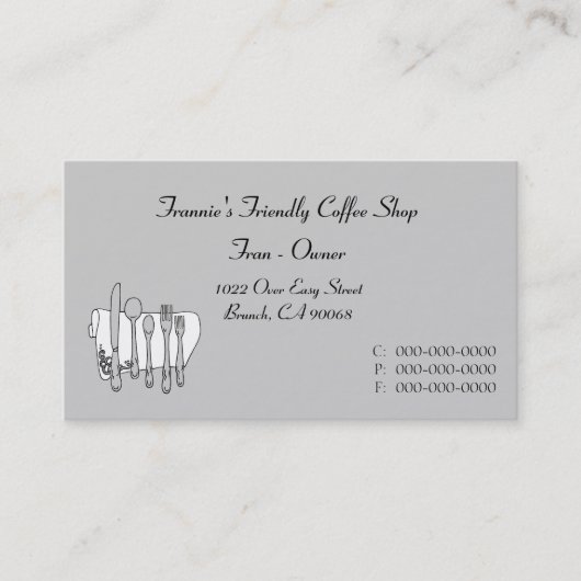 白黒グレイカスタムシルバーウェアビジネスカード 名刺 (正面)