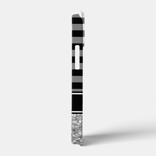 白黒グレイグリッターバッファロープレイドモノグラム Case-Mate iPhoneケース (裏面 / 右)