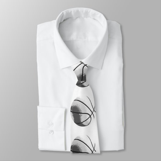 白黒グレイトレンディーポップ・アートのアートバスケットボールタイ ネクタイ (タイ)