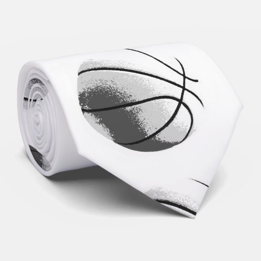 白黒グレイトレンディーポップ・アートのアートバスケットボールタイ ネクタイ (ロール)