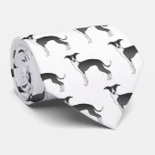 白黒グレイハウンドイタリアンかわいい犬のパターン ネクタイ (ロール)