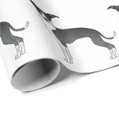 白黒グレイハウンドイタリアンかわいい犬のパターン ラッピングペーパー (ロールコーナー)