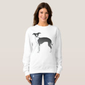 白黒グレイハウンドイタリアンドッグイラストレーション スウェットシャツ (正面フル)