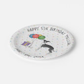 白黒グレイハウンドイタリアンドッグ誕生日 ペーパープレート (アングル)