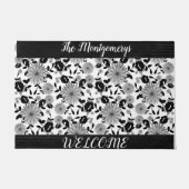 白黒グレイパーソナライズされたシャビーシックデザイン ドアマット (正面)