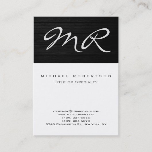 白黒グレイモダンプレーン・ビジネス・カード 名刺 (正面)