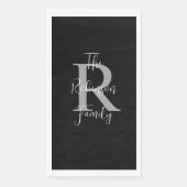 白黒グレイ名モノグラム紙ゲストタオル (正面)