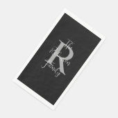 白黒グレイ名モノグラム紙ゲストタオル (コーナー)
