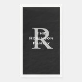 白黒グレイ名モノグラム紙ゲストタオル (正面)