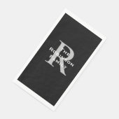 白黒グレイ名モノグラム紙ゲストタオル (コーナー)