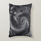 白黒グレイ抽象芸術シンプルスワール アクセントクッション (正面(垂直))