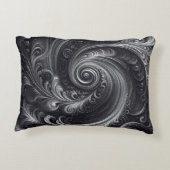 白黒グレイ抽象芸術シンプルスワール アクセントクッション (裏面)