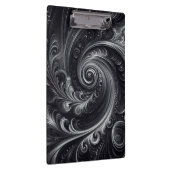 白黒グレイ抽象芸術シンプルスワール クリップボード (右)