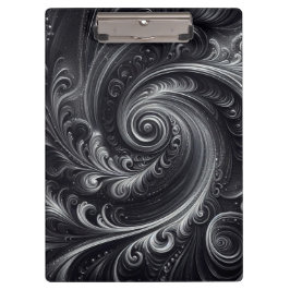 白黒グレイ抽象芸術シンプルスワール クリップボード