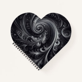 白黒グレイ抽象芸術シンプルスワール ノートブック