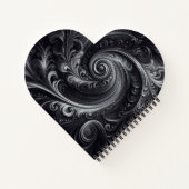 白黒グレイ抽象芸術シンプルスワール ノートブック (裏面)