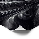 白黒グレイ抽象芸術シンプルスワール ポスター (コーナー)