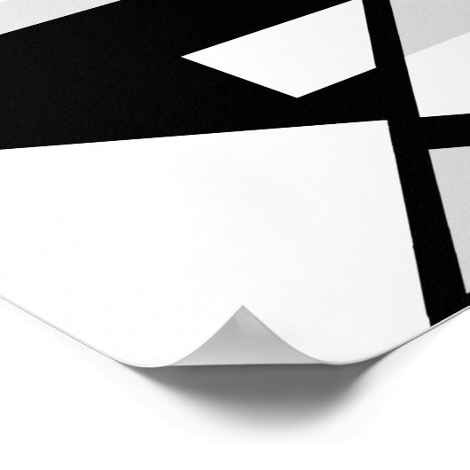 白黒グレイ抽象芸術ディレクターの椅子デザイン ポスター (角)