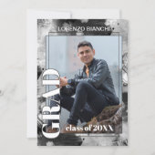 白黒グレイ抽象芸術卒業 案内状 (正面)