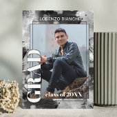 白黒グレイ抽象芸術卒業 案内状