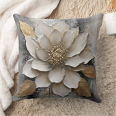 白黒グレイ金ゴールドフラワープリント クッション (ブランケット)