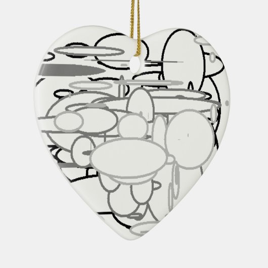 白黒グレイ・サークル、キッズによるデジタル・アート:) セラミックオーナメント (右)