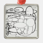白黒グレイ・サークル、キッズによるデジタル・アート:) メタルオーナメント (正面)