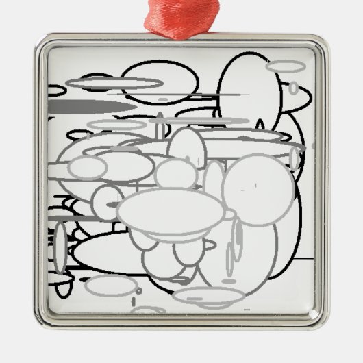 白黒グレイ・サークル、キッズによるデジタル・アート:) メタルオーナメント (正面)
