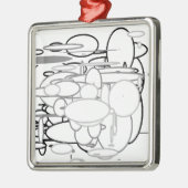 白黒グレイ・サークル、キッズによるデジタル・アート:) メタルオーナメント (左)