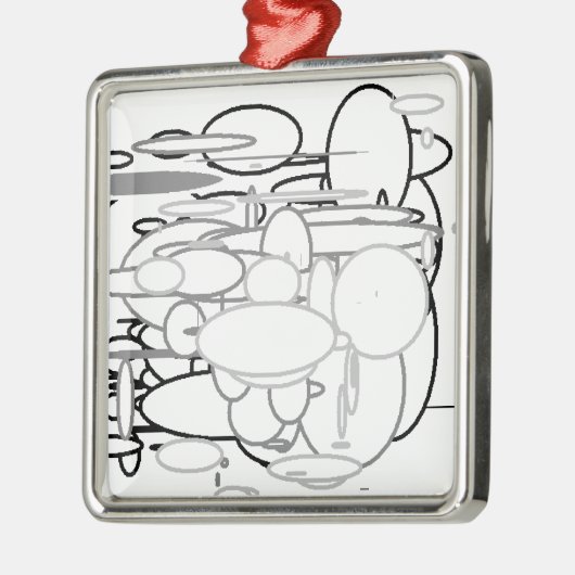 白黒グレイ・サークル、キッズによるデジタル・アート:) メタルオーナメント (左)