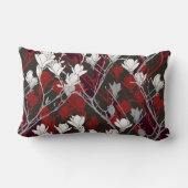 白黒グレイ&レッドフローラデザイン ランバークッション (裏面)