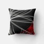白黒グレイ&レッド抽象デザインスローピロ クッション (裏面)